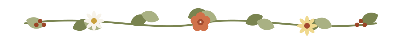 A painted garland of leaves and small flowers